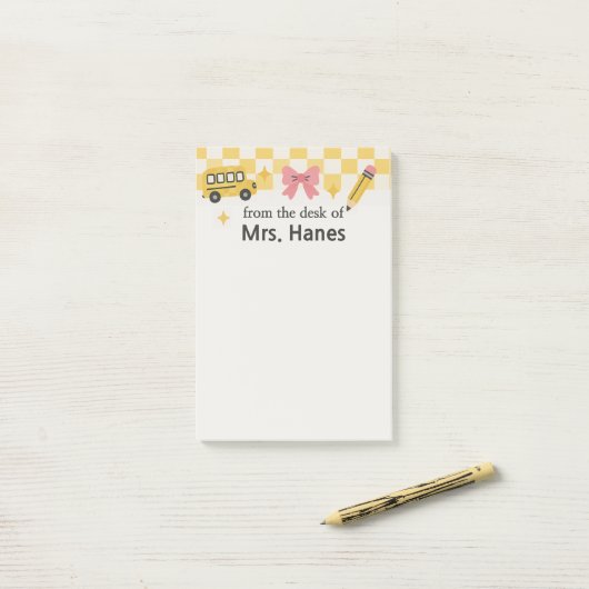 Checkerboard Teacher Gepersonaliseerde Post-IT-not Post-it® Notes (Op bureau)