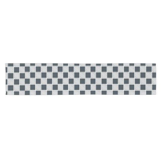 Checkerboard Trendy Checkered Pattern Korte Tafelloper (Horizontaal)