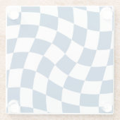Checkerboard van Navy Warped Retro Checkerboard Pa Glazen Onderzetter (Achterkant)