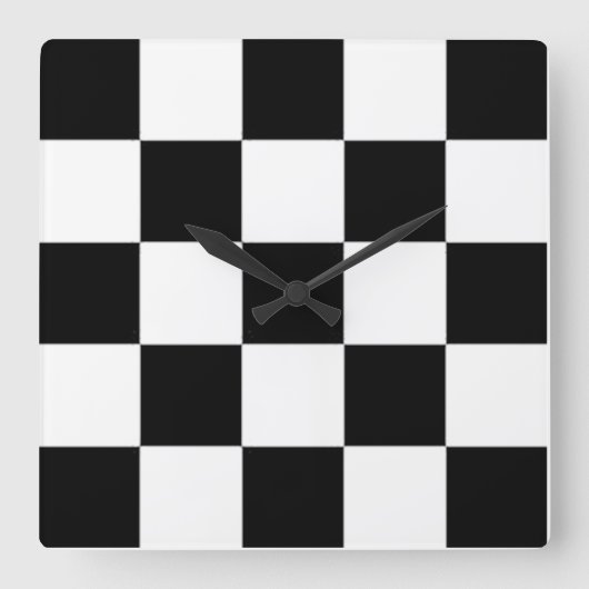 CHECKERBOARD WALL CLOCK VIERKANTE KLOK (Voorkant)