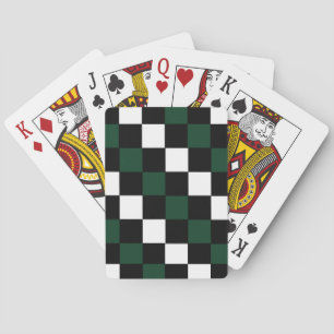 Checkerboard White Black Green Checker Pokerkaarten