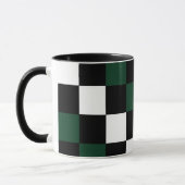 Checkerboard White Black Green Gecontroleerd Mok (Links)