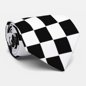 Checkerboard White en Black Stropdas (Opgerold)