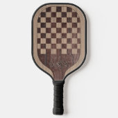 Checkerboard Wood Marquetry Imitation with Name Pickleball Paddle (Achterkant)