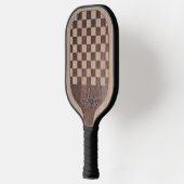Checkerboard Wood Marquetry Imitation with Name Pickleball Paddle (Links)