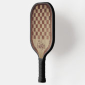 Checkerboard Wood Marquetry Imitation with Name Pickleball Paddle (Links)