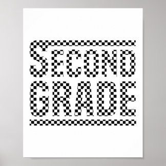 Checkered 2nd Grade Ck To School Boys Girls Kids T Poster