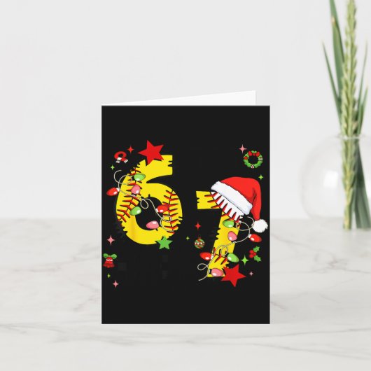 Checkered 67 Softball Santa Hat Christmas Six Seve Kaart (Voorkant)
