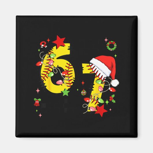 Checkered 67 Softball Santa Hat Christmas Six Seve Magneet (Voorkant)
