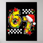 Checkered 67 Softball Santa Hat Christmas Six Seve Poster (Voorkant)