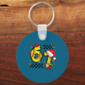 Checkered 67 Softball Santa Hat Christmas Six Seve Sleutelhanger (Voorkant)