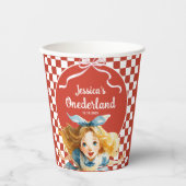 Checkered Alice in ONEDERLAND 1st Birthday Party Papieren Bekers (Voorkant)