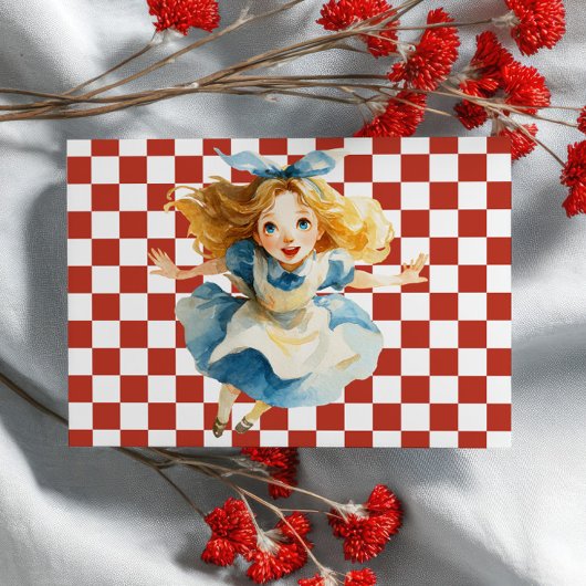 Checkered Alice in ONEDERLAND 1st Birthday Photo Kaart