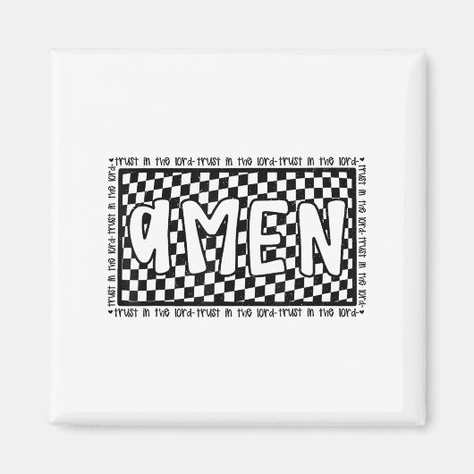 Checkered Amen Vintage Jesus Bible Verse Christian Magneet (Voorkant)
