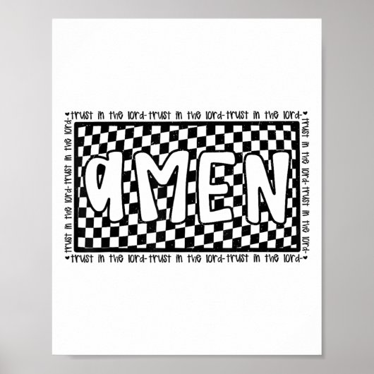 Checkered Amen Vintage Jesus Bible Verse Christian Poster (Voorkant)