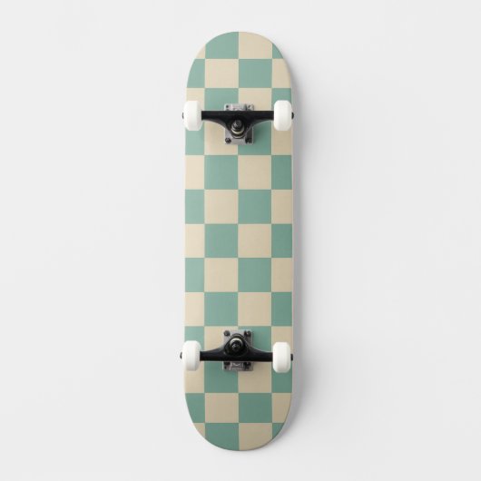 Checkered Aqua Retro Persoonlijk Skateboard (Voorkant)
