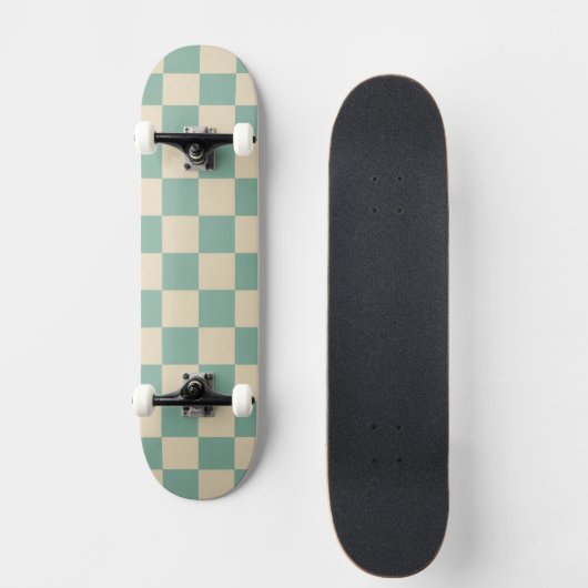 Checkered Aqua Retro Persoonlijk Skateboard (Voorkant)