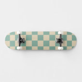 Checkered Aqua Retro Persoonlijk Skateboard (Horizontaal)