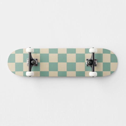 Checkered Aqua Retro Persoonlijk Skateboard (Horizontaal)