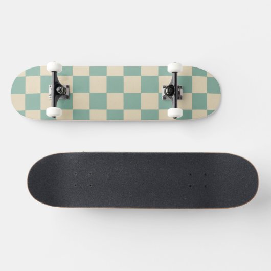 Checkered Aqua Retro Persoonlijk Skateboard (Horizontaal)