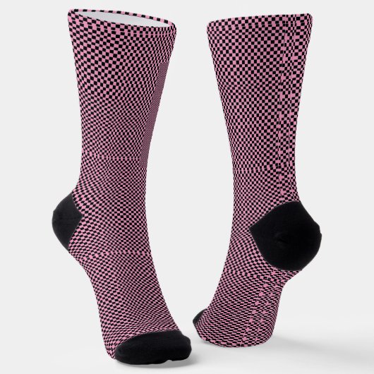 Checkered black and pink socks sokken (Gebogen)