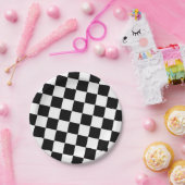 Checkered Black and White Pattern Birthday Party Papieren Bordje (Feest)