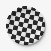 Checkered Black and White Pattern Birthday Party Papieren Bordje (Voorkant)
