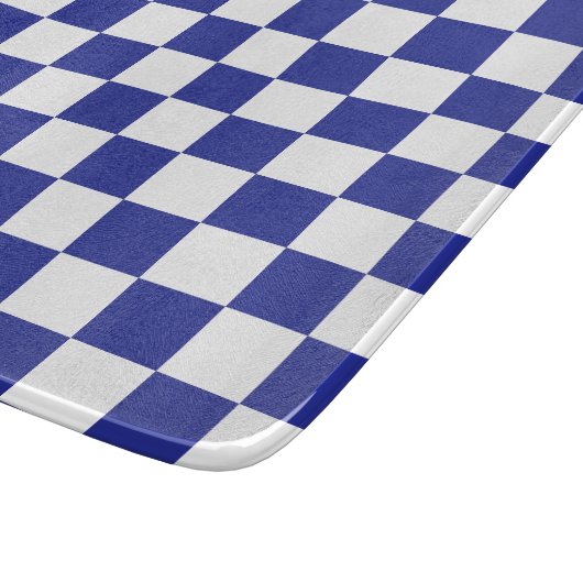 Checkered Blue and White  Snijplank (Hoek)