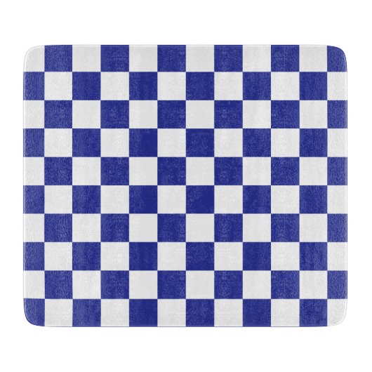 Checkered Blue and White Snijplank (Voorkant)