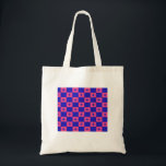 Checkered Blue & Pink Tile With Sparkles Pattern Tote Bag<br><div class="desc">Checkered Blue & Pink Tile With Sparkles Pattern.</div>
