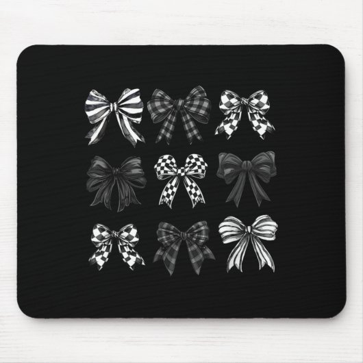 Checkered Bow Coquette Funny Gift Tee Women, Men Muismat (Voorkant)