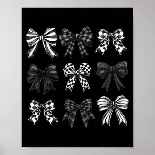 Checkered Bow Coquette Funny Gift Tee Women, Men  Poster (Voorkant)