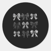 Checkered Bow Coquette Funny Gift Tee Women, Men  Ronde Sticker (Voorkant)