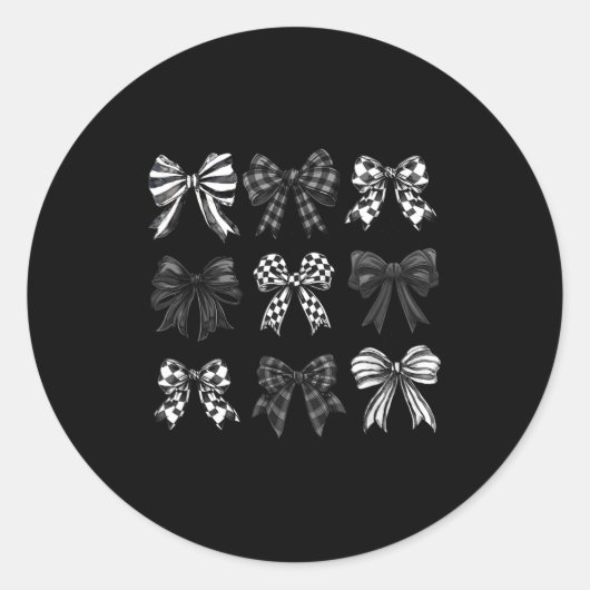 Checkered Bow Coquette Funny Gift Tee Women, Men  Ronde Sticker (Voorkant)