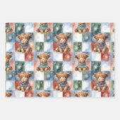 Checkered Christmas Highland Cow Red Green Blue  Inpakpapier Vel (Voorkant 3)