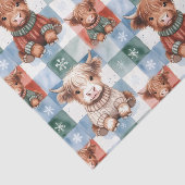 Checkered Christmas Highland Cow Red Green Blue  Tissuepapier (Detail)