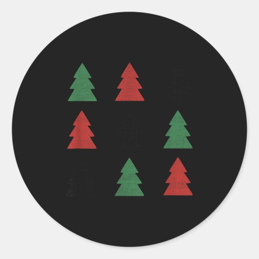 Checkered Christmas Tree Graphic Crewneck Swea Fun Ronde Sticker (Voorkant)