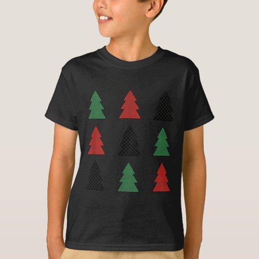 Checkered Christmas Tree Graphic Crewneck Swea Fun T-shirt (Voorkant)