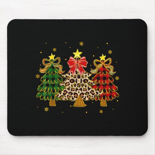 Checkered Christmas Trees Red Green Plaid Leopard Muismat (Voorkant)