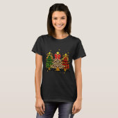 Checkered Christmas Trees Red Green Plaid Leopard  T-shirt (Voorkant volledig)