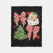 Checkered Coquette Bow Santa Claus Christmas Holid Fleece Deken (Voorkant)