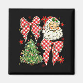 Checkered Coquette Bow Santa Claus Christmas Holid Magneet (Voorkant)