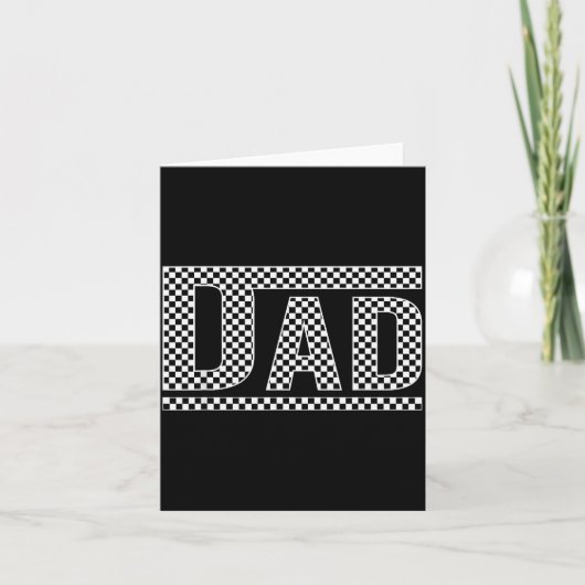 Checkered Dad Black White Funny Dad Father's Day M Kaart (Voorkant)