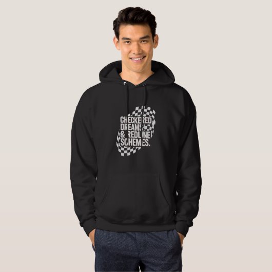 Checkered Dreams and Redline Schemes Wavy Text Hoodie (Voorkant volledig)