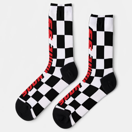 Checkered flag car racing sport personalized sokken (Links)