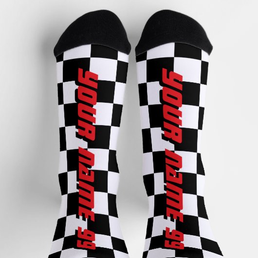 Checkered flag car racing sport personalized sokken (Top)