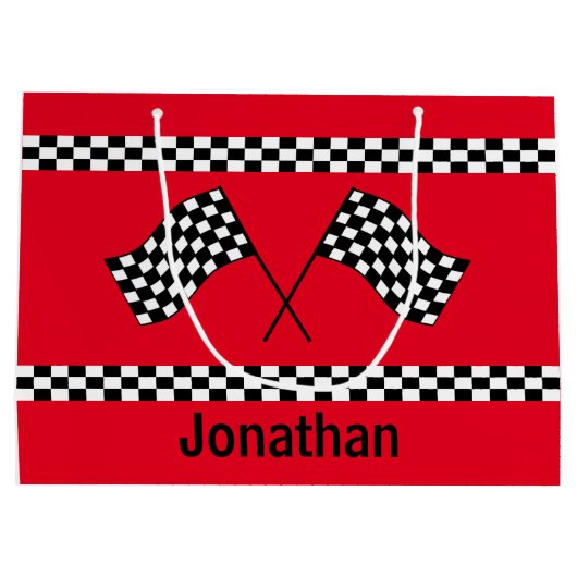 Checkered Flag Design Gift Bag Groot Cadeauzakje (Achterkant)