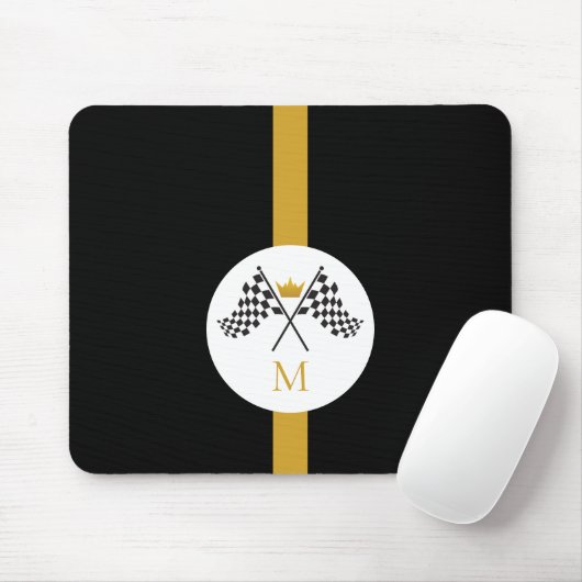 Checkered Flags Initial Monogram Mouse Pad Muismat (Met muis)