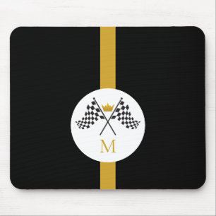 Checkered Flags Initial Monogram Mouse Pad Muismat