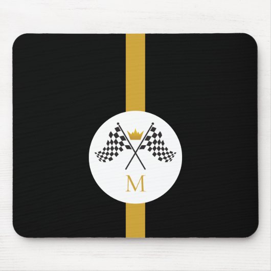 Checkered Flags Initial Monogram Mouse Pad Muismat (Voorkant)